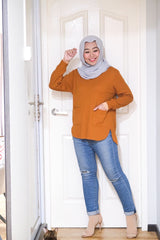 Waffle knit pocket top