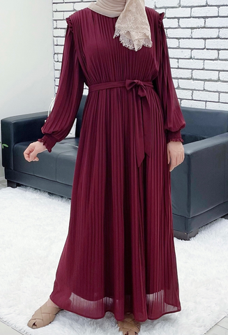 Dakota pleated dress Maroon