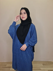 Pleated batwing long tunic