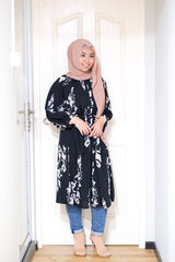 Amyra printed balloon sleeve oversized long tunic #1