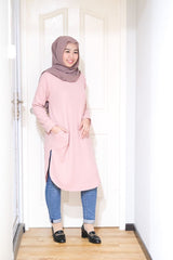 Waffle knit long tunic