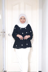 Erna puff balloon sleeve top Black