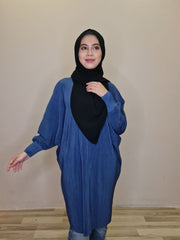 Pleated batwing long tunic