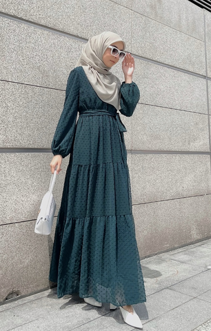 Arianna tiered dress Darkgreen