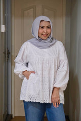 Lila eyelet puff balloon sleeve top White #5