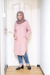 Waffle knit long tunic