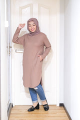 Waffle knit long tunic