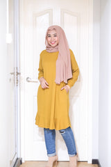 Waffle knit flair long tunic