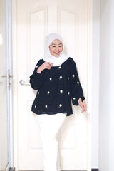 Erna puff balloon sleeve top Black