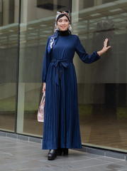 Selena pleated skirt dress Navy