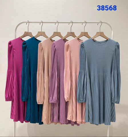 Puff sleeve babydoll pleated long tunic #11