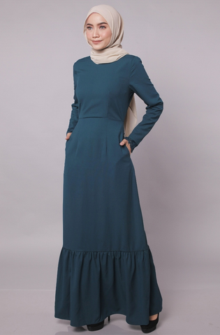 Jacqueline ruffle dress Tealgreen