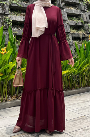 Rita ruffle dress Maroon