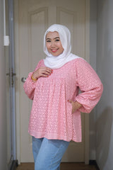 Yasmine eyelet puff balloon sleeve top