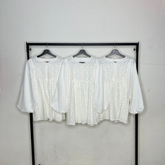 Lila eyelet puff balloon sleeve top White #2