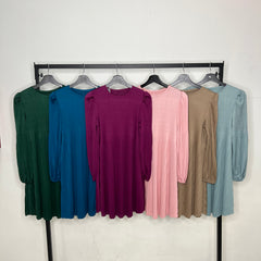 Puff sleeve babydoll pleated long tunic #9