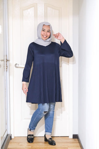 Long pleated babydoll tunic